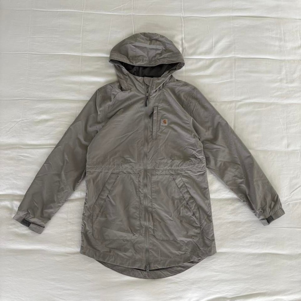Women's Tall Carhartt Grey Rain Coat/Windbreaker Jacket with Hood